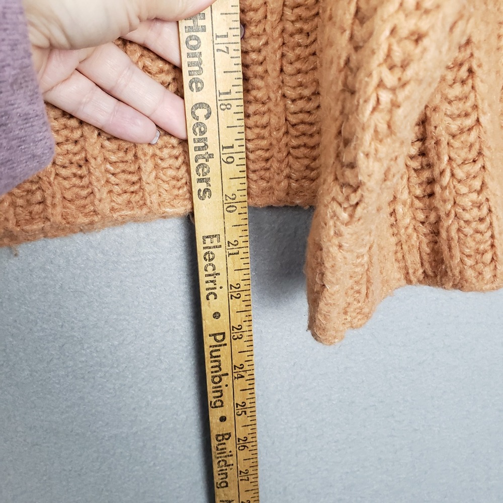 Free People Size M Chunky Knit Turtleneck Sweater Camel Tan Wool Alpaca Winter‎ - Picture 4 of 9